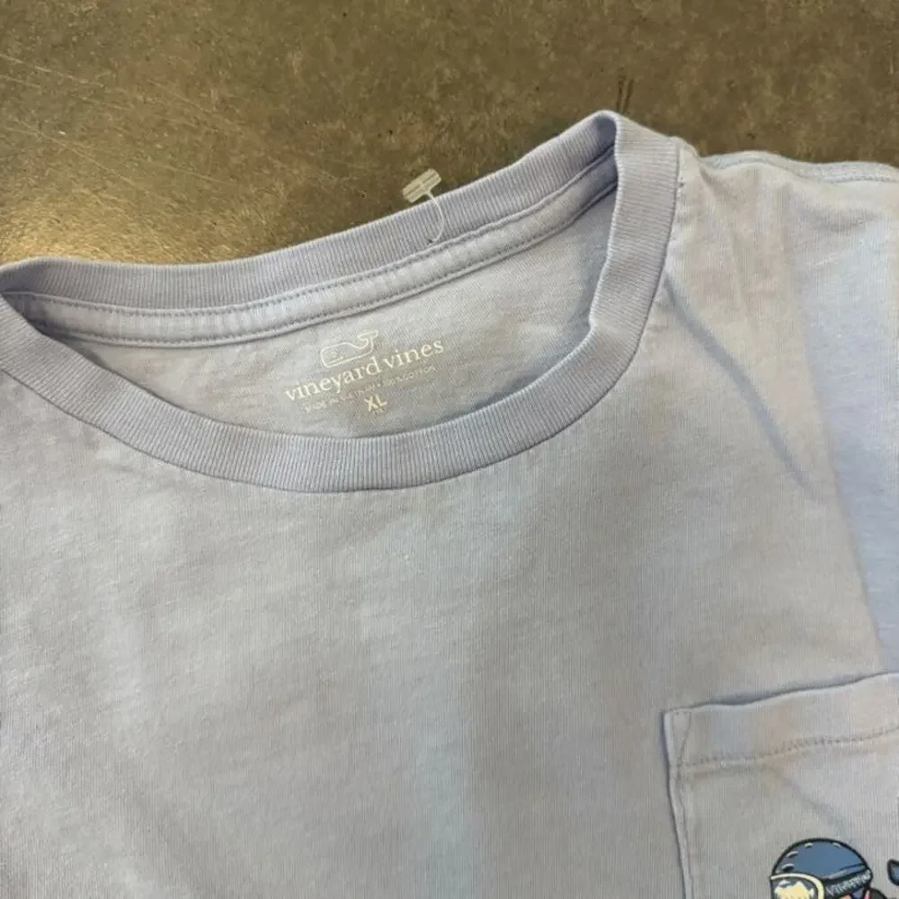 Vintage Y2K Vineyard Vines Snowboard Whale Longsleeve Baby Blue T-Shirt Youth XL